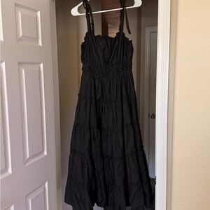 Black Tiered Sundress with Tie Straps
